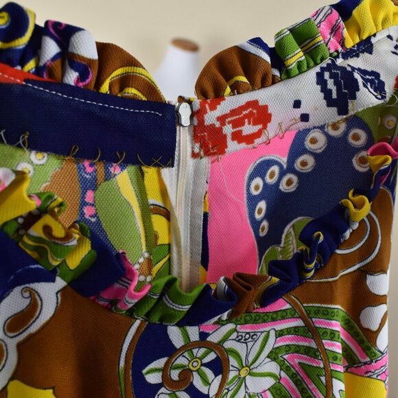 Vintage 60s Mod Floral Midi Dress - 0/2 - Picture 10 of 10